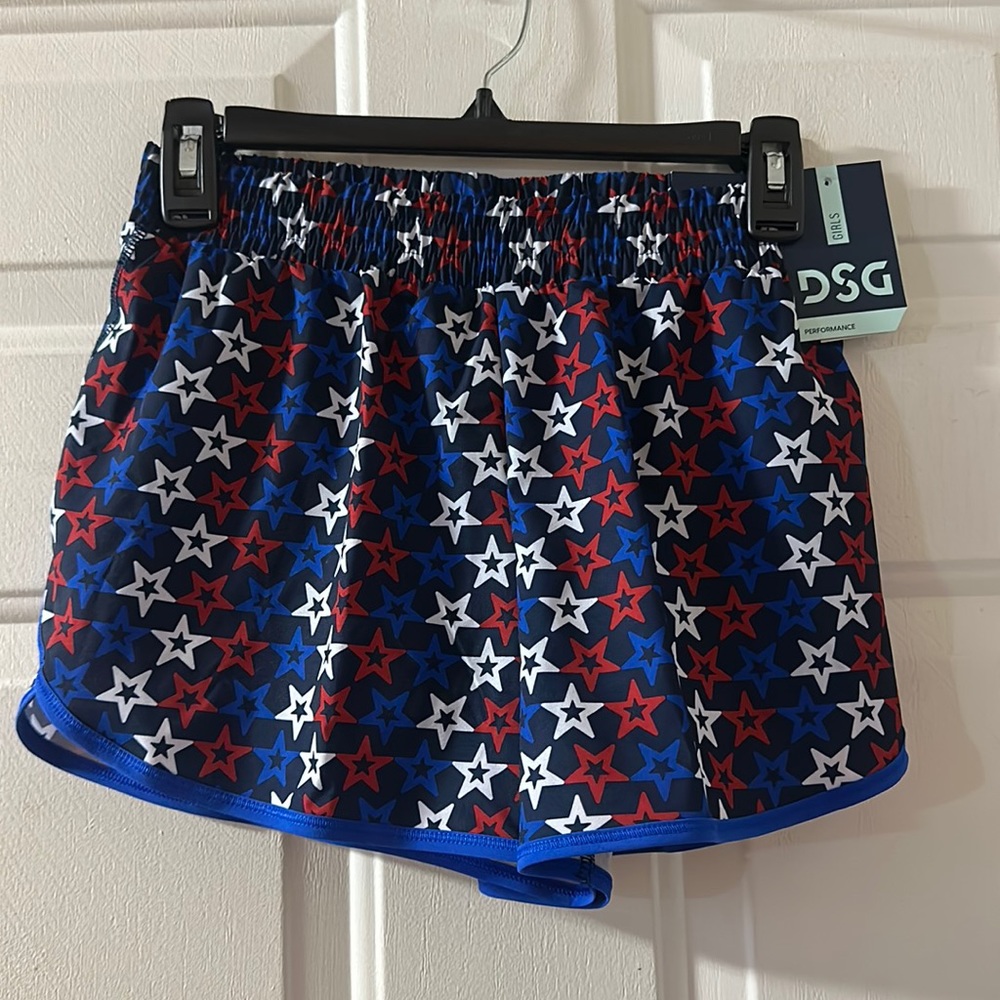 DSG STRIDE RUNNING SHORTS: RETRO STARS: RED/WHITE/BLUE: NWT: SZ L